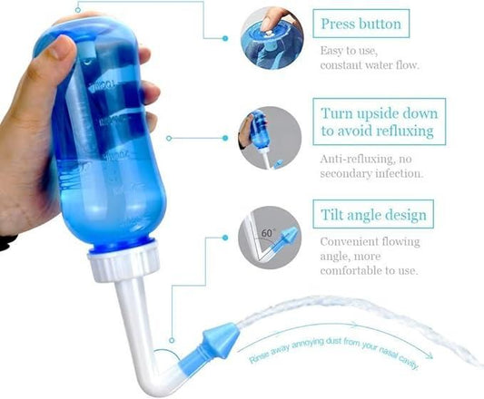 Neti Pot for Sinus Cleaning | BPA-Free Nose Wash Cleaner for Adults & Kids